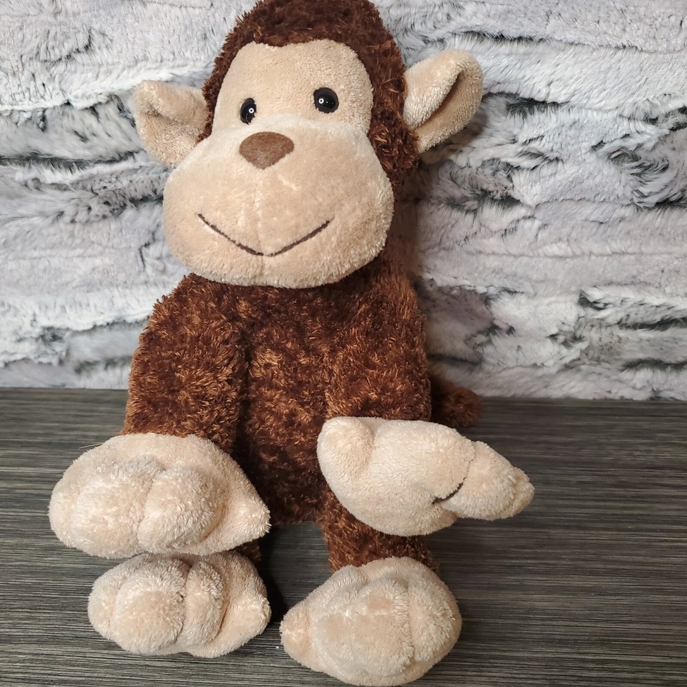 Six Flags 9" Stuffed Animal Plush Brown MONKEY Big Hands Feet and Ears TWINS